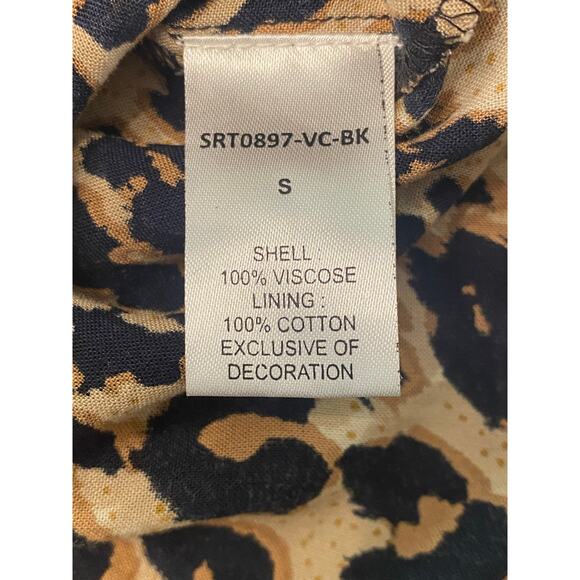 THML Embroidered Boho Top Small Leopard Print Mixed Pattern Tassel Blouse Artsy - Picture 10 of 11